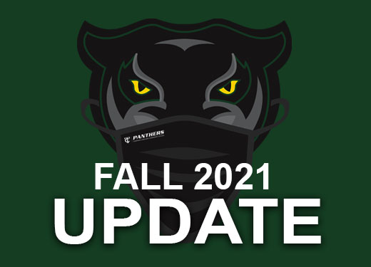 Panther logo with mask and words Fall 2021 Update