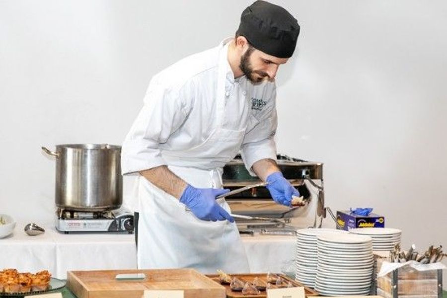Culinary student preparing a dish