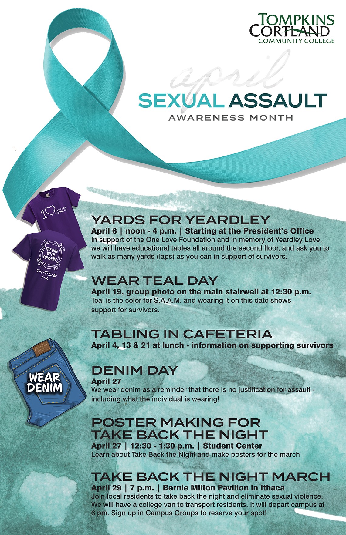 Poster promoting Sexual Assault Awareness events