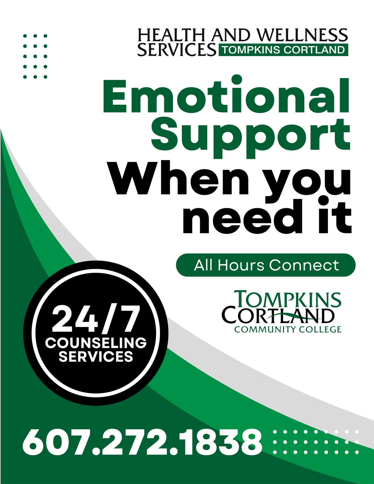 Emotional Support when you need it - All Hours Connect - 607.272.1838