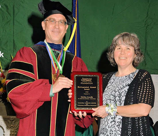 Provost Reifenheiser and Distinguished Alumni Award winner Tabitha Scoville