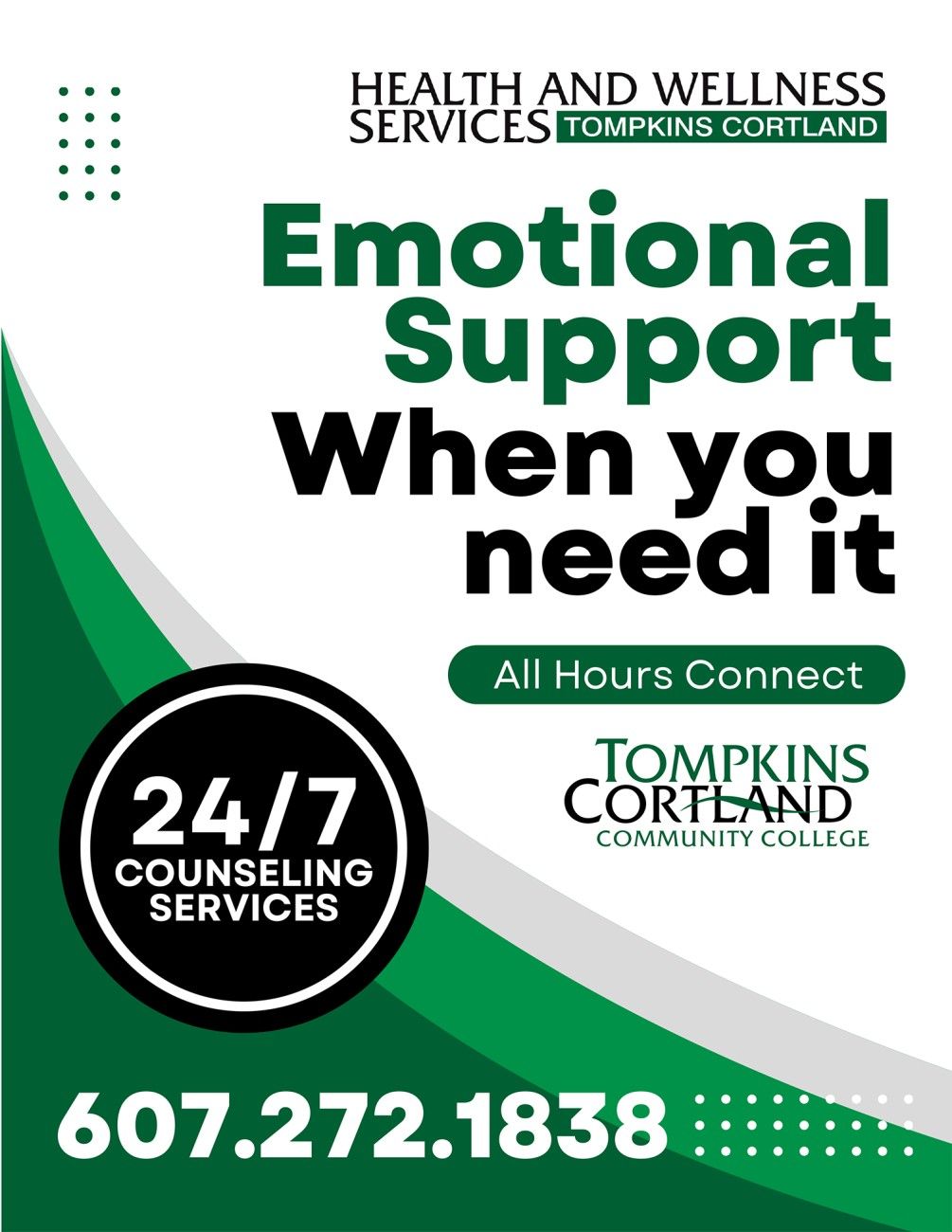 Emotional Support when you need it - All Hours Connect - 607.272.1838