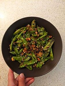 Charred Snow Peas with Sesame and Scallions
