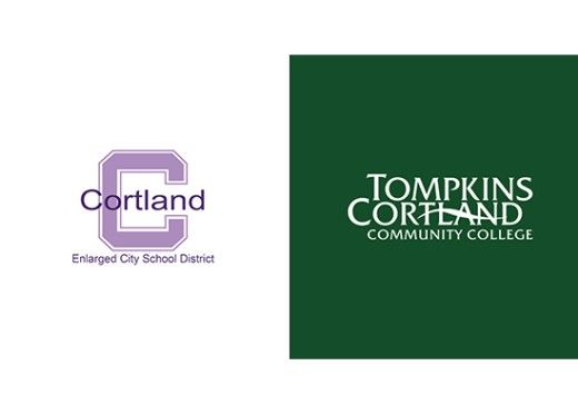 Cortland School District and TC3 logos